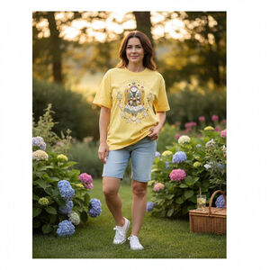 Women's Anvil Yellow Short Sleeve Graphic Tee L